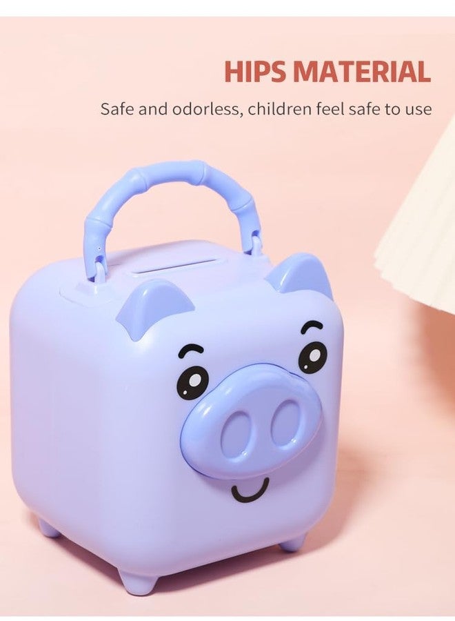 Crafty Cuddle حصالة نقود على شكل خنزير من كرافتي كادل، صندوق نقود لتوفير المال مع مفتاح وقفل للأطفال، حصالة نقود كرتونية للأطفال، هدايا للأطفال (أزرق) - Image 4