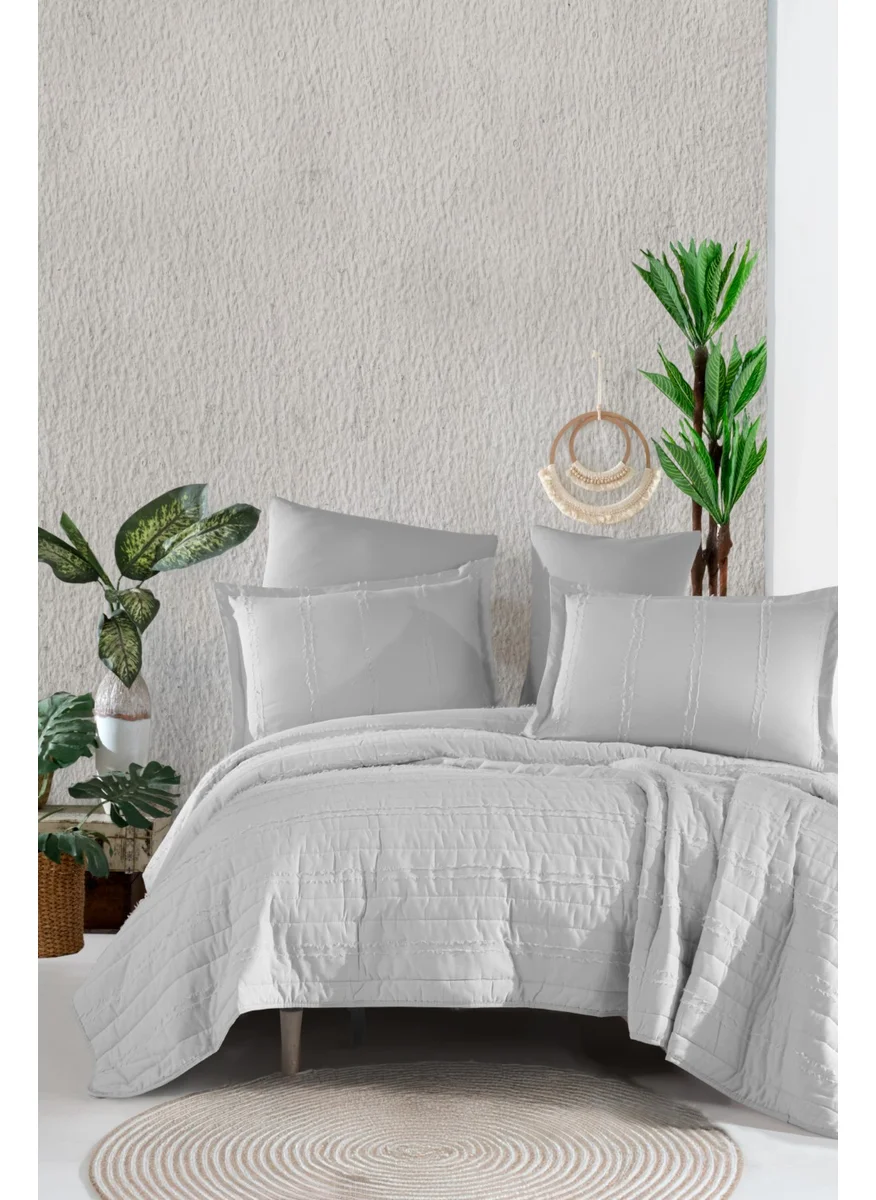 Clasy Classy Ranforce Cotton Double Bedspread Set Avola Grey