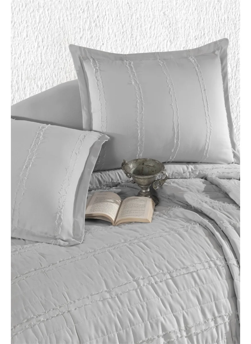 Clasy Classy Ranforce Cotton Double Bedspread Set Avola Grey