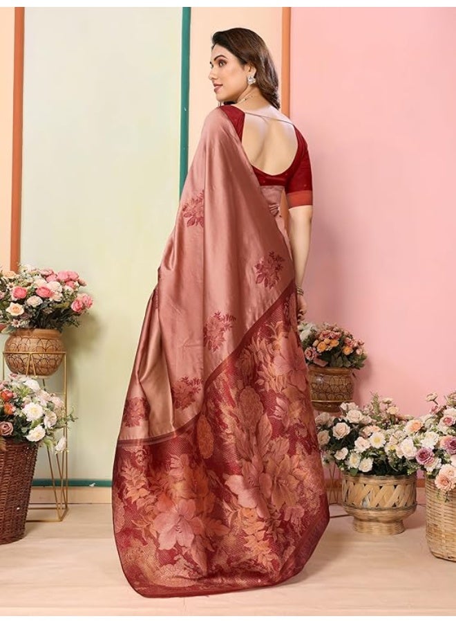 Sidhidata ساري حريمي ناعم Kanjeevaram Banarasi من Siddhidaata مع بلوزة غير مخيطة PS - Image 4