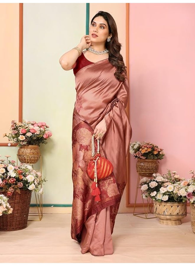 Sidhidata ساري حريمي ناعم Kanjeevaram Banarasi من Siddhidaata مع بلوزة غير مخيطة PS - Image 3
