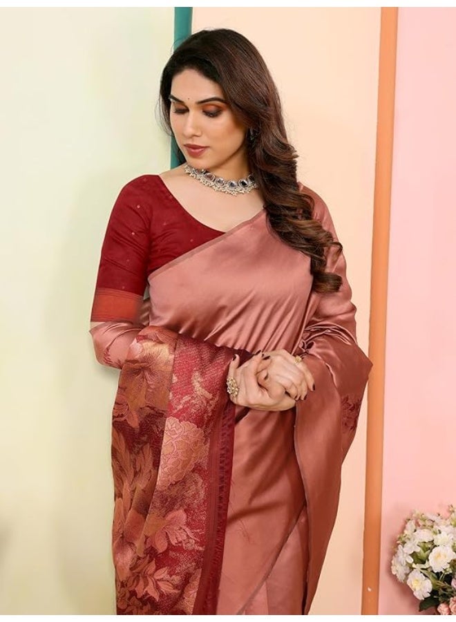 Sidhidata ساري حريمي ناعم Kanjeevaram Banarasi من Siddhidaata مع بلوزة غير مخيطة PS - Image 2