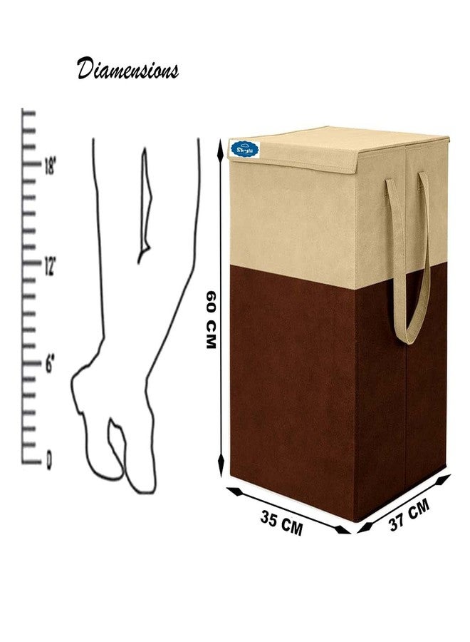 SKYLII Laundry Bag 45 L Durable and Collapsible Laundry storage Bag Clothes & Toys Storage Foldable 68 L Laundry Basket With Lid and Side Handles for Dirty Clothes Combo Pack of 2 Pc Beige-Brown - Image 5