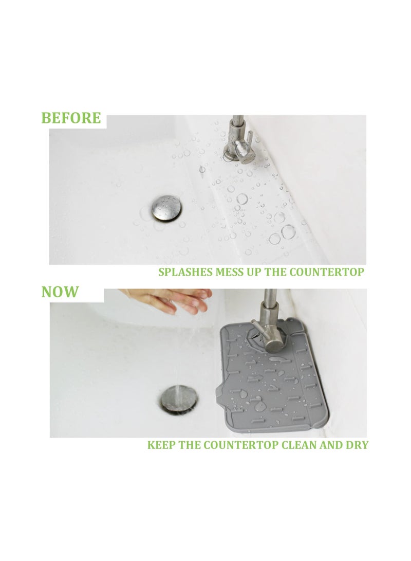 KASTWAVE Silicone Faucet Handle Drip Catcher Tray, Kitchen Sink Splash Mat, Faucet Splash Guard, Non-Slip Drainer Pad For Kitchen - Image 5