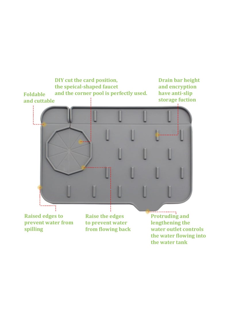 KASTWAVE Silicone Faucet Handle Drip Catcher Tray, Kitchen Sink Splash Mat, Faucet Splash Guard, Non-Slip Drainer Pad For Kitchen - Image 2