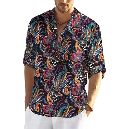 Bellstone Men's Cotton Blend Full Sleeve Printed Short Kurta with Mandarin Collar Crafted from a Premium Cotton Blend - Image 1