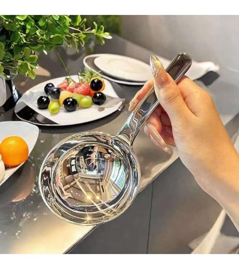 1 مغرفة حساء عميقة مصنوعة من الفولاذ المقاوم للصدأ 201 بمقبض قصير لتقديم أجزاء كبيرة من الرامين أو المرق في المطبخ - Image 2