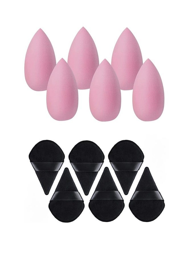 COSLUXE Makeup Sponge Set, 4 Pcs Triangle Powder Puff and 2 pcs Beauty Blender Multi-colored, Make Up Sponges for Face,Velour Powder Puff for Loose Powder Mineral Powder Foundation Makeup Tools - Image 1