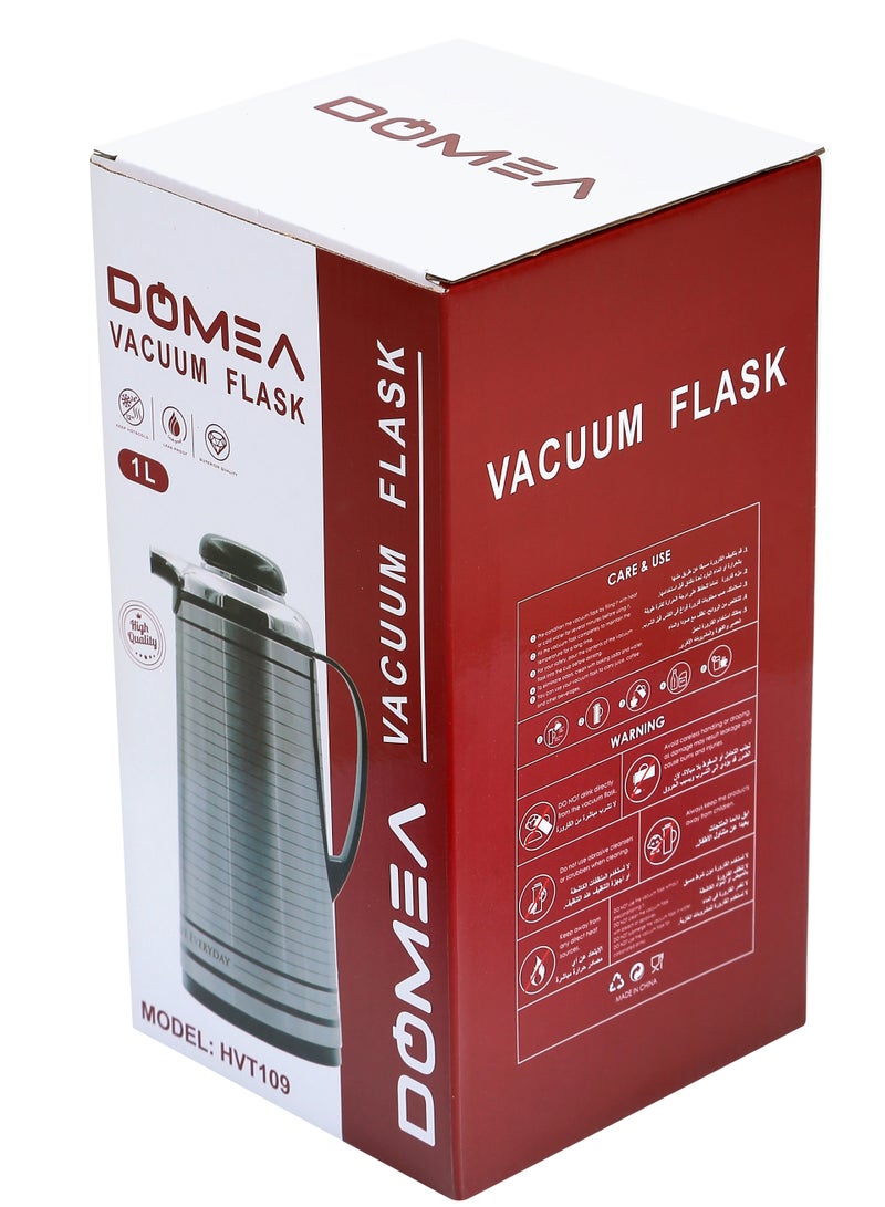 DOMEA Stainless Steel Vacuum Flask, Heat Insulated Thermos for Keeping Hot & Cold For Long Hours, Leak Proof, For Tea, Coffee & Water Serving | For Indoor, Camping, Parties & Functions - Image 4