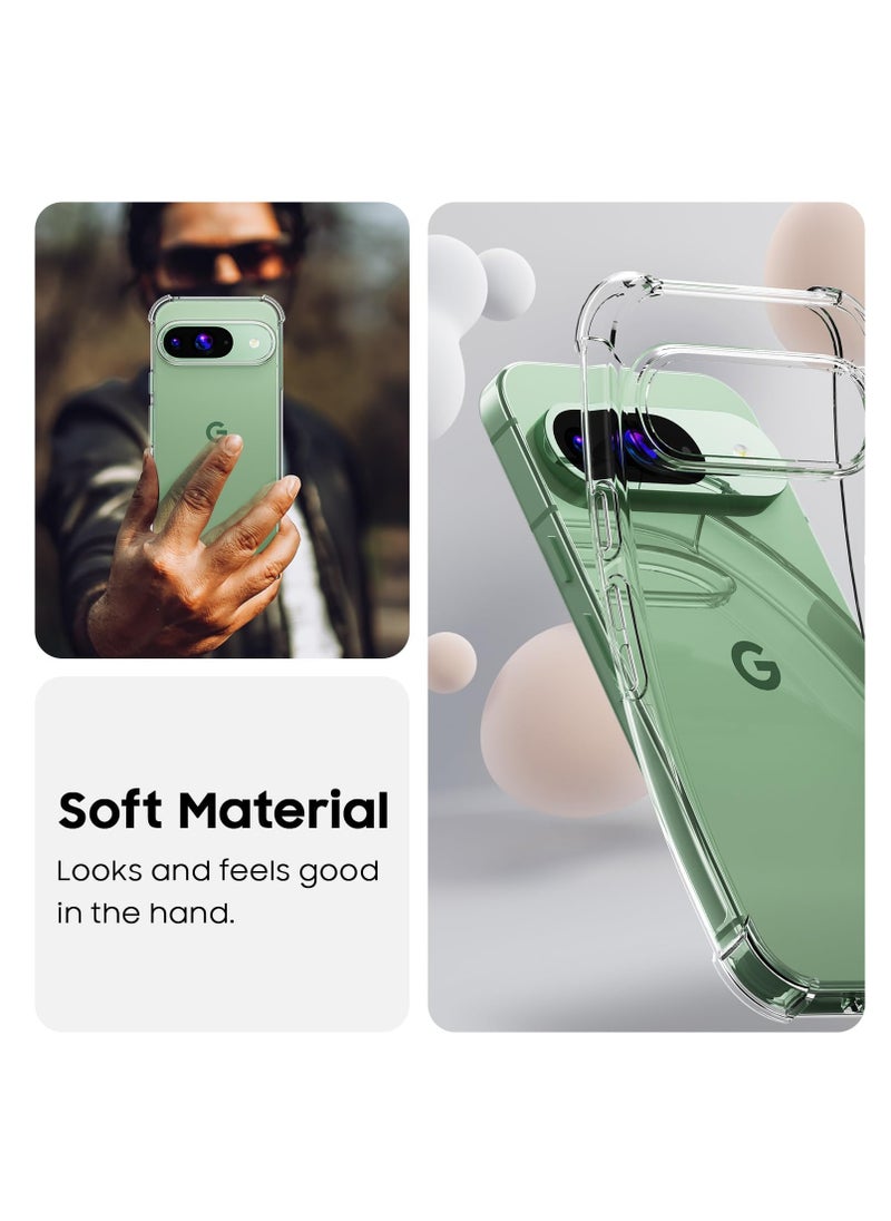 Case for Google Pixel 9, Ultra [Slim Thin] Flexible Scratch Resistant Clear TPU Gel Rubber Soft Silicone Protective Case Cover for Google Pixel 9 / Pixel 9 Pro (Clear)  - Image 3