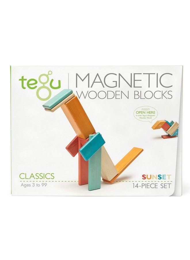 Tegu 14 Piece Tegu Magnetic Wooden Block Set, Sunset - Image 1