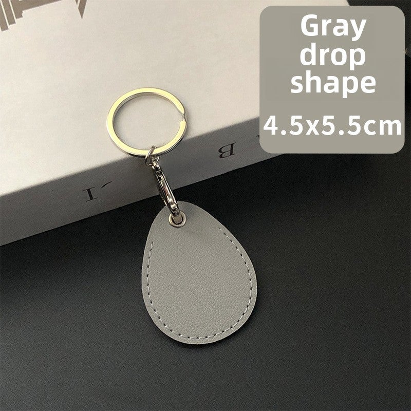 Rectangular PU Leather Keychain Card Holder Gray drop-shaped 