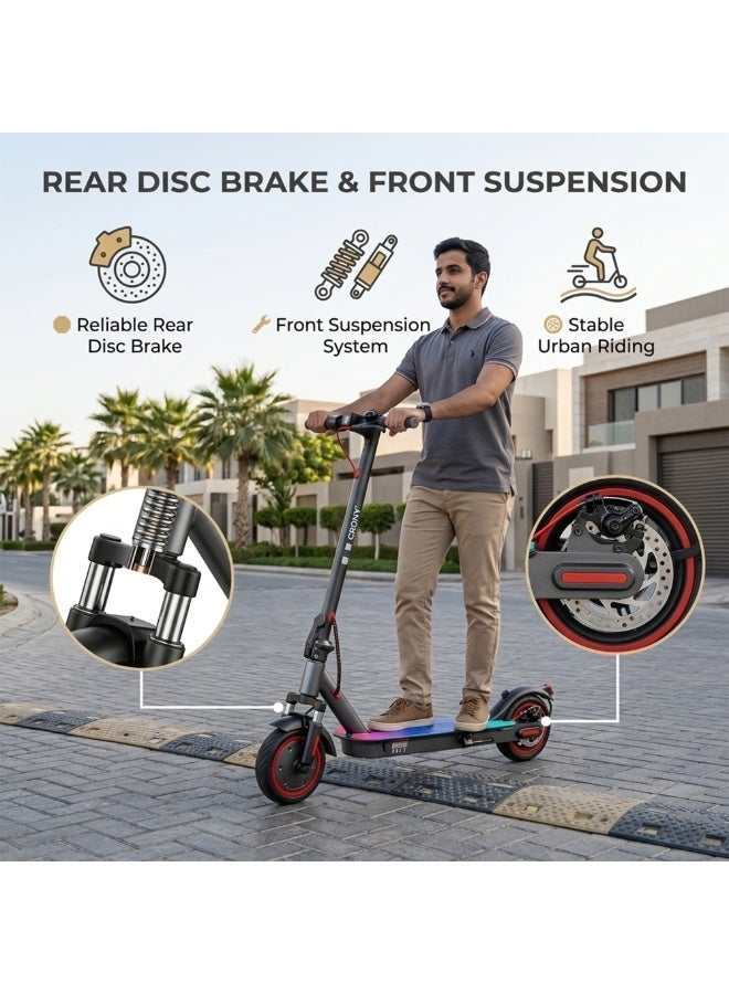 كروني سكوتر كهربائي قابل للطي مع تعليق، محرك 250 واط، سرعة تصل إلى 25 كم/س، مدى يصل إلى 10 كم، الحد الأقصى للوزن 120 كجم - Image 5
