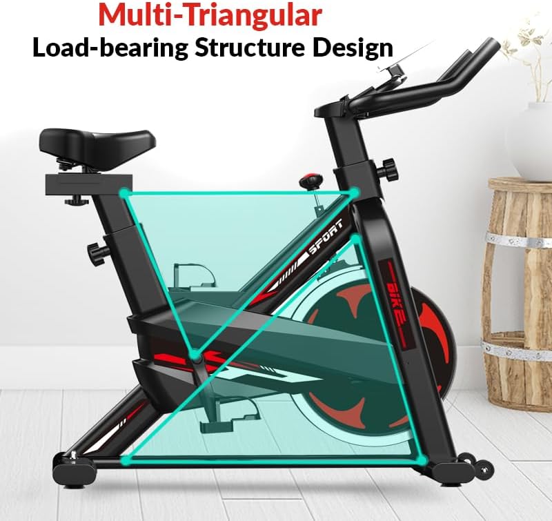 هيلث كارير دراجة تمارين هوائية من نوع Health Carrier Spin Air Bike للاستخدام في الصالة الرياضية المنزلية، عجلة طيران قوية، سعة تحمل تصل إلى 150 كجم - Image 3