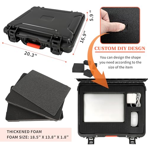 WELIDAY Waterproof IP67 Laptop Hard Case for 173 inch Gaming Laptops Accessories Heavy Duty Laptop Storage Case with Pull Pluck Foam Layer Black - Image 3