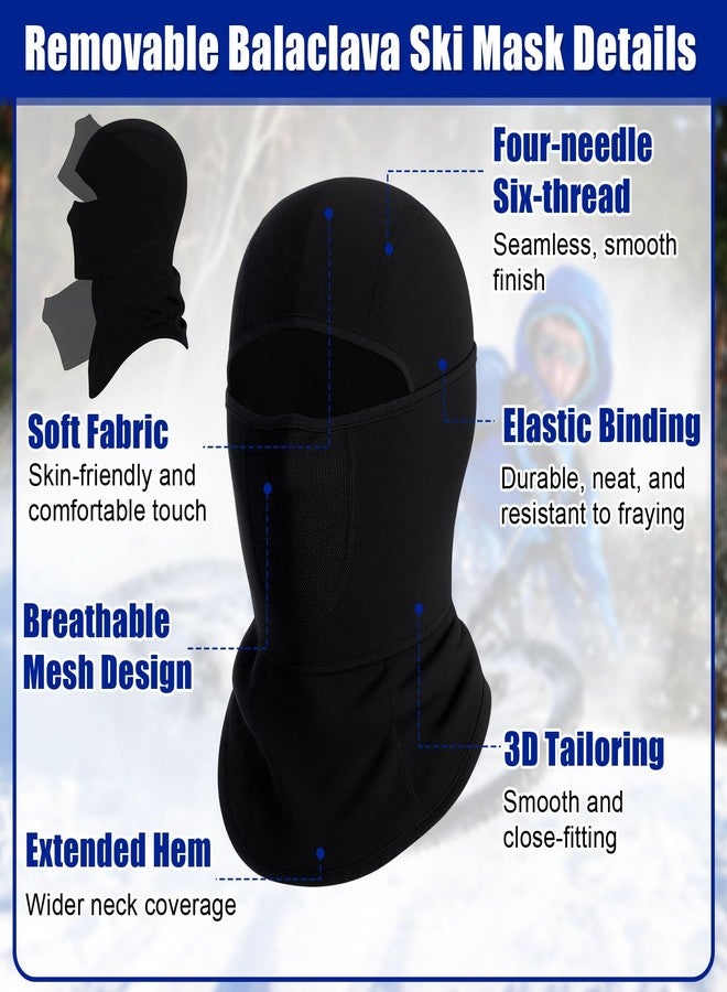 Floraltop 4 Sets Winter Balaclava Face Ski Mask Gloves Set with Movable Design Thermal Winter Breathable Full Face Touchscreen Waterproof Gloves for Men Women Cold Weather Skiing Outdoor - Image 2