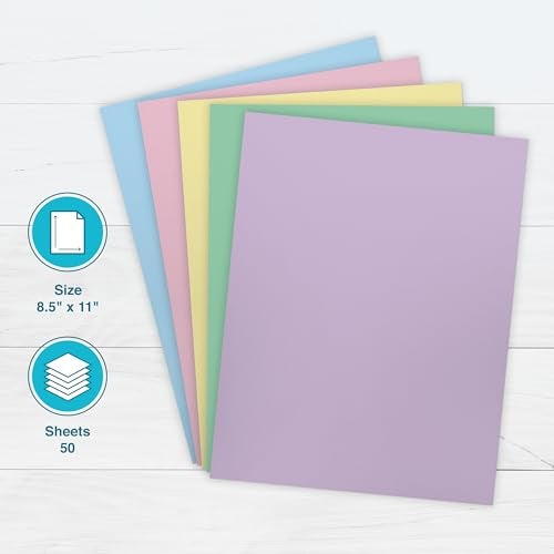 PrintWorks Pastel Cardstock 8.5" x 11" - 50 Sheets - 5 Assorted Pastel Colors - Ideal for School & Craft Projects - 67 lb/147 gsm - Made in the USA - SFI® Certified (00684) - Image 2