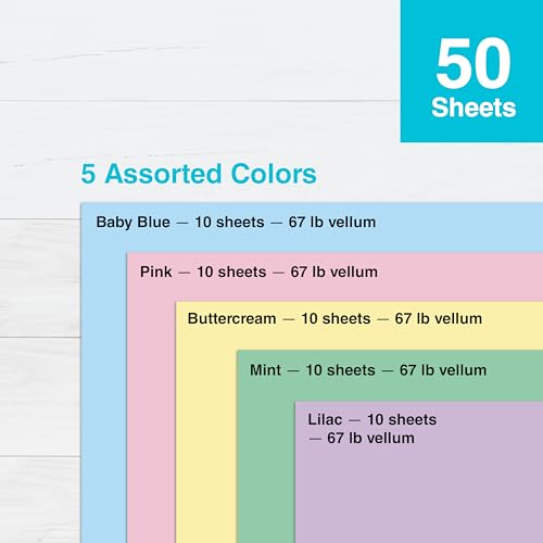 PrintWorks Pastel Cardstock 8.5" x 11" - 50 Sheets - 5 Assorted Pastel Colors - Ideal for School & Craft Projects - 67 lb/147 gsm - Made in the USA - SFI® Certified (00684) - Image 4