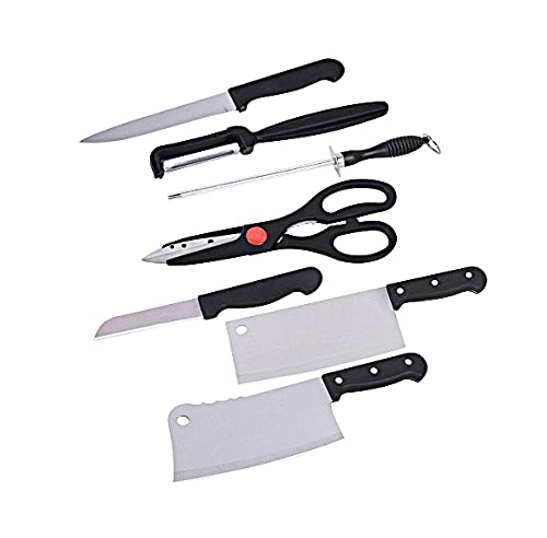 Shopper52 Premium Stainless Steel Kitchen Knife Set - 8 Pieces | Daily Kitchen Use Knife Set with Scissor, Peeler & Knife Sharper | Durable Kitchen Essentials Knives with Comfortable Handle - HKNIFE - Image 2