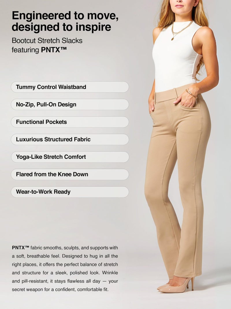 Conceited Tan Dress Pants Women Tummy Control - Wear to Work Pants Women - Womens Dress Pants - Slacks - Business Casual Office - Beige Nude - Medium - Image 2