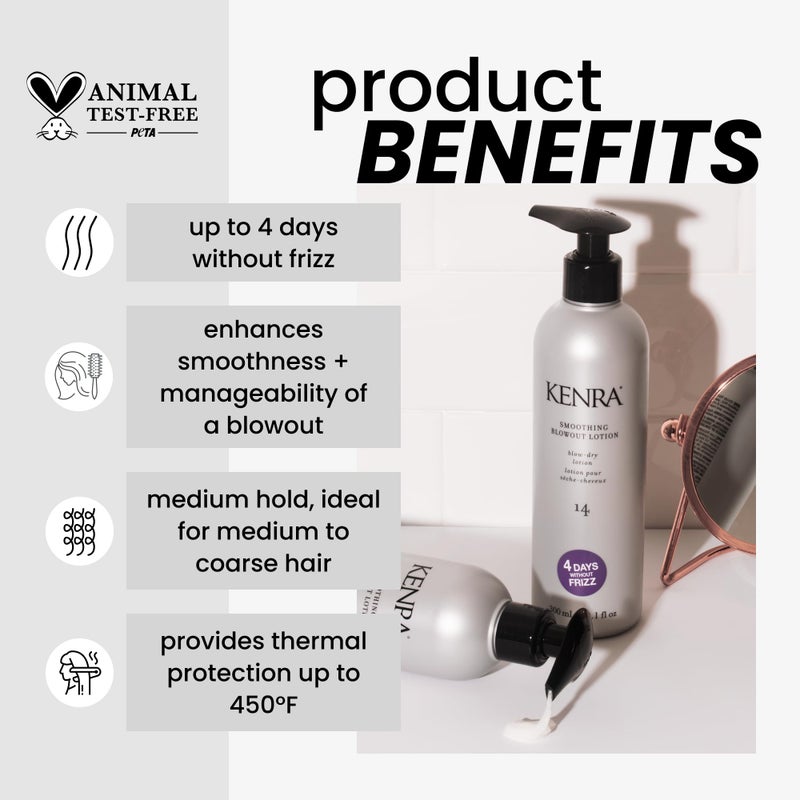 Kenra لوشن كينرا لتنعيم الشعر 14 | رذاذ تنعيم فائق النعومة | حتى 4 أيام بدون تجاعيد | يعزز نعومة وسهولة التحكم في تسريحة الشعر | حماية حرارية | للشعر المتوسط إلى الخشن | 10.1 أونصة سائلة - Image 2