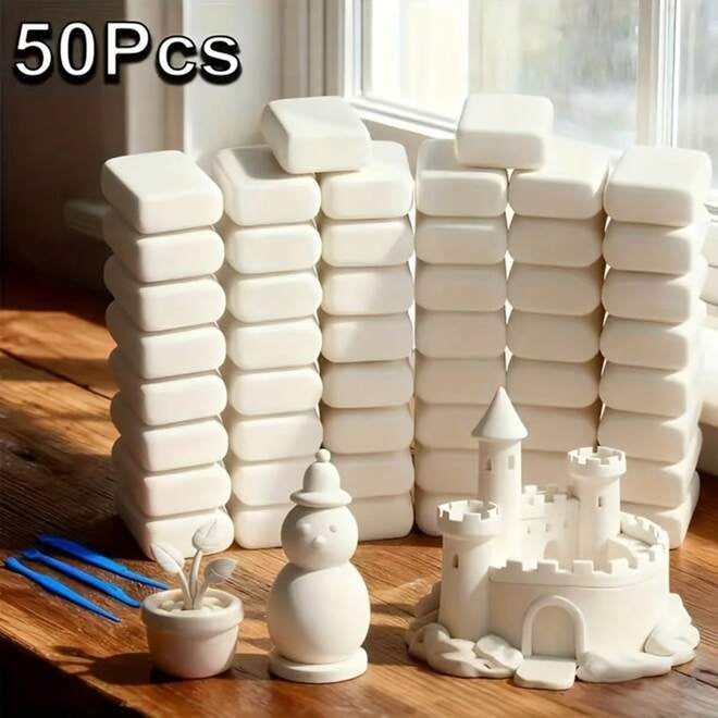 50 Packs White Air Dry Clay, Pure White Modeling Clay Suitable For School Art, Crafting And Party Supplies