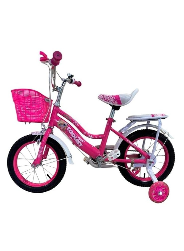 Girls bike Children Bicycle For Ages 5-9 Years With Training Wheels basket Bell 18 Inches, Pink - Image 1