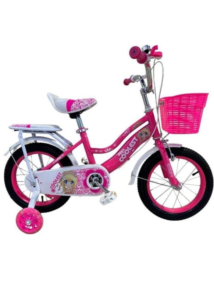 Girls bike Children Bicycle For Ages 5-9 Years With Training Wheels basket Bell 18 Inches, Pink - Image 2