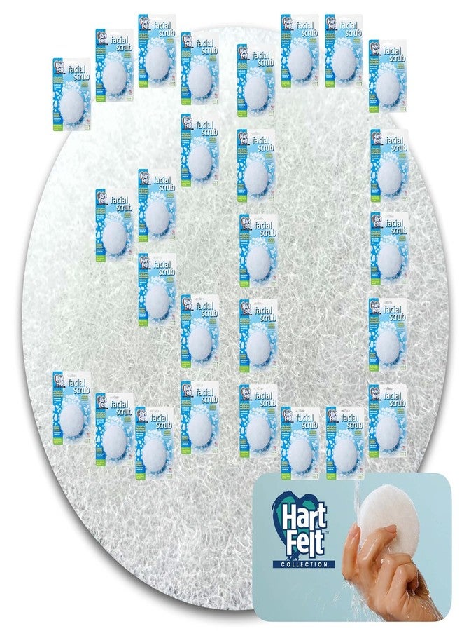 HartFelt Round Face Scrubber for Women | Reusable Facial Sponges for Daily Cleansing | Facial Exfoliating Pads for Removing Dead Skin, Dirt & Makeup | Use with Favorite Cream | Made in USA - 30 Count - Image 1