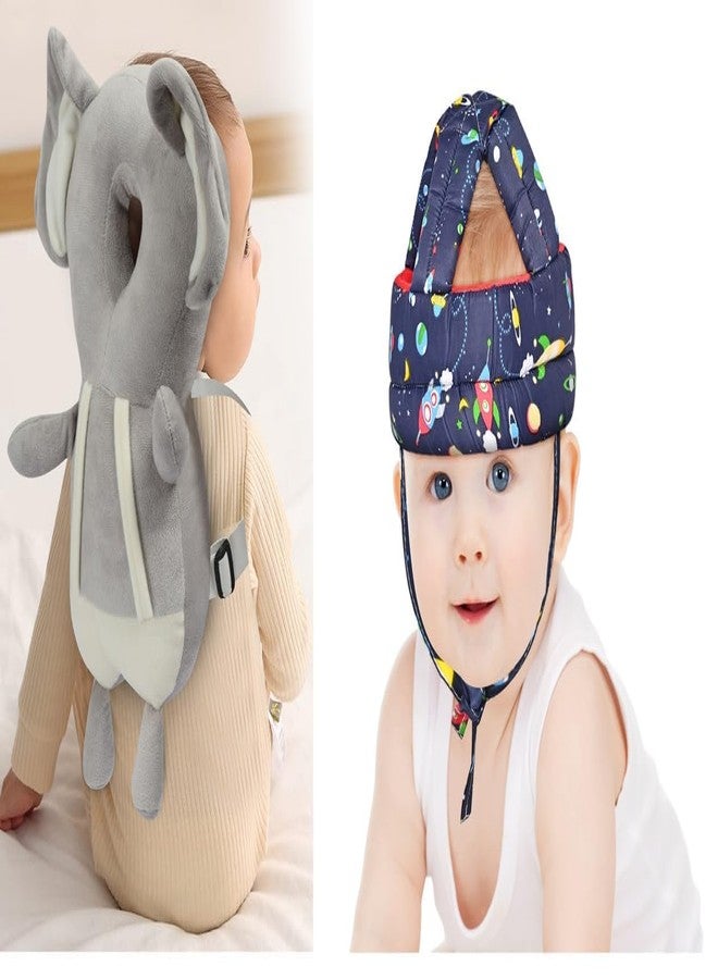 DAGDIYA Baby Head Protector & Cushion Toddler Backpack - Baby Safety Products for Toddler Walker | Back Protection for Crawling & Walking Combo Pack (Grey & Blue) - Image 1