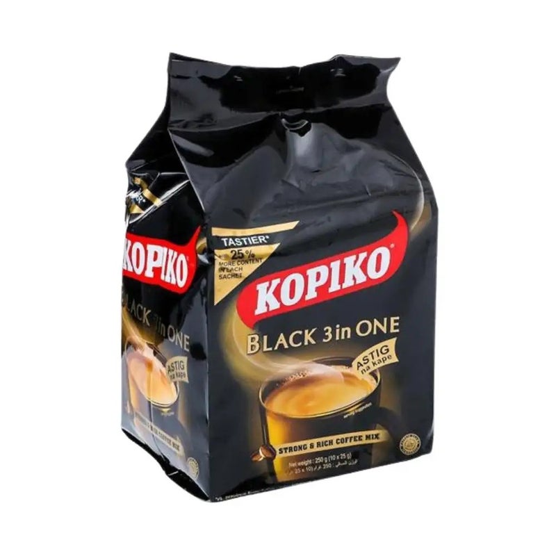 Kopiko Black 3 In 1 Strong And Rich Coffee Mix - 10X25gms - Image 1