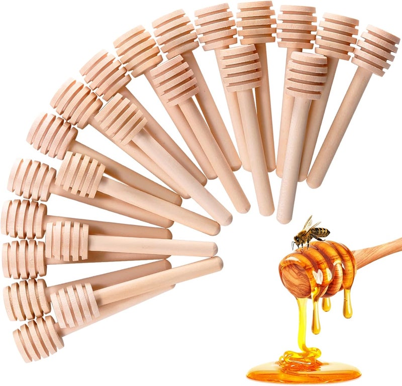 CJFocus 48 Pcs Honey Sticks Dipper, 3 inch Mini Wooden Honeycomb Stick, Small Honey Spoons Stirrer Stick for Honey Jar Dispense Drizzle Honey and Wedding Party Favors Gift - Image 1