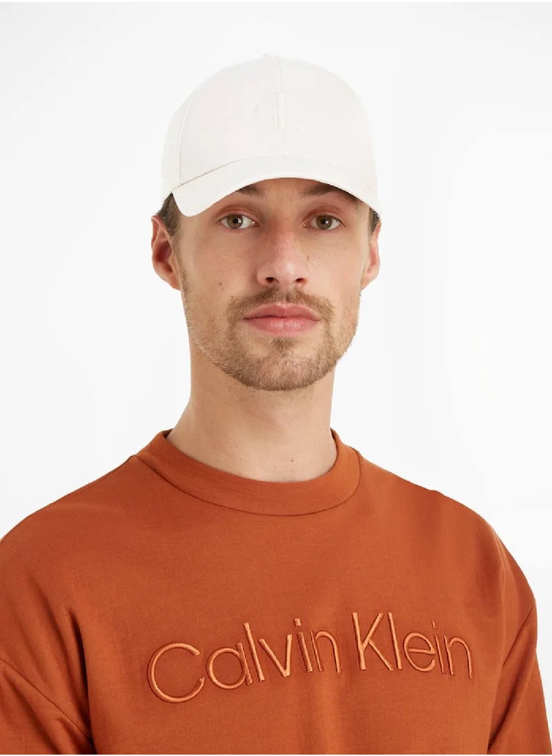 Calvin Klein Jeans Men's Monogram Logo Embroidered Cap - Cotton, White