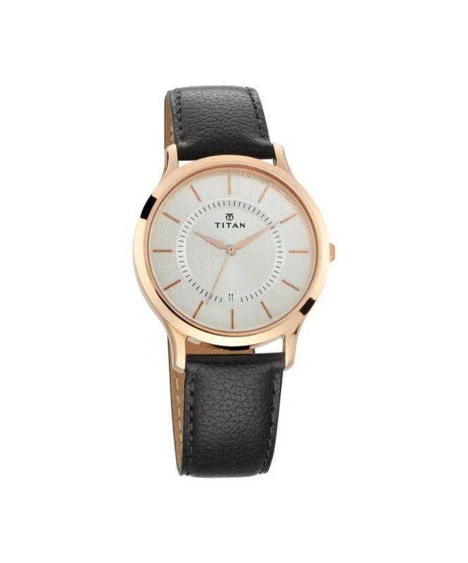 Titan Quartz Analog with Date Silver Dial Leather Strap watch for Men 1825wl01 - Image 2