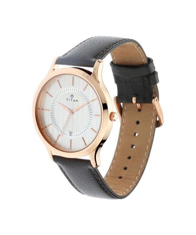Titan Quartz Analog with Date Silver Dial Leather Strap watch for Men 1825wl01 - Image 3