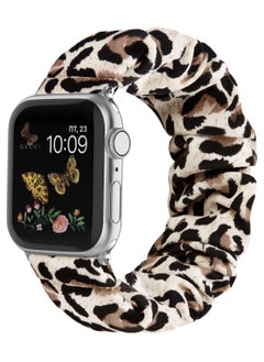 RiZOW RiZOW Scrunchie Printed Elastic Solo Loop Bracelet Replacement Bands Compatible With Apple iWatch Band 7/6/5/4/3/2/1/SE for Women 38mm/40mm/41mm, Leopard  - Image 1