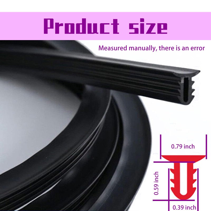 UGSHY Pack of 1 Car Dashboard Seal Strip, 6.56Ft Rubber Seal Protector Guard Strip, Universal Slit Windshield Trim, for Trucks, Boats, RVs (Black) - Image 2