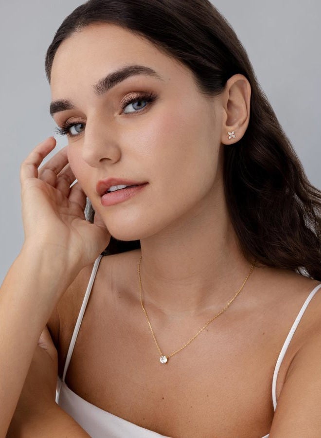 PAVOI 14K Gold Plated Stud Earrings for Women | Dainty Gold 4 Stone Marquise Floral Studs Bridal Wedding Earrings Cubic Zirconia, 2MMx4MM, White Gold, Cubic Zirconia - Image 4