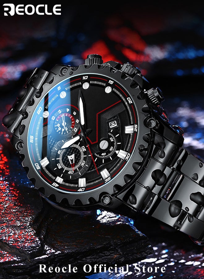 ريوكل ساعة كرونوغراف كوارتز للرجال بعقارب مضيئة ومقاومة للماء للاستخدام اليومي ووظيفة التقويم ساعة يد فاخرة مناسبة للعمل - Image 5