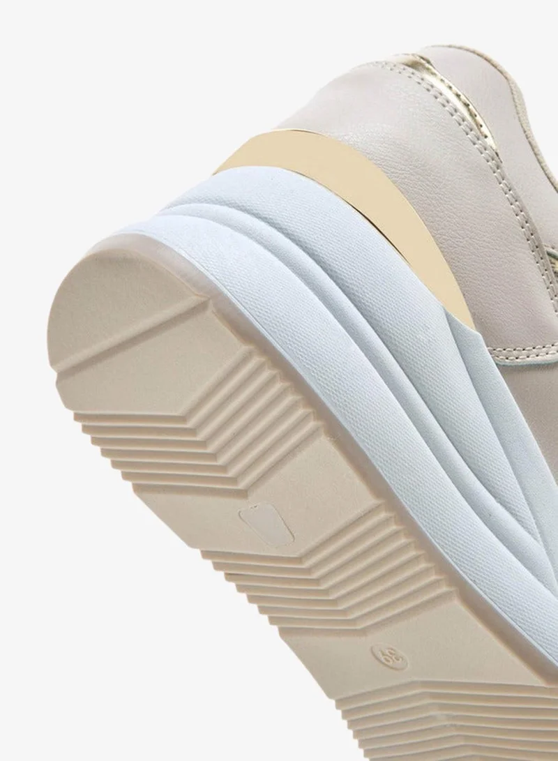 Flora Bella By Shoexpress BEIGE Panelled Lace-Up Sneakers for Women | Best Price UAE