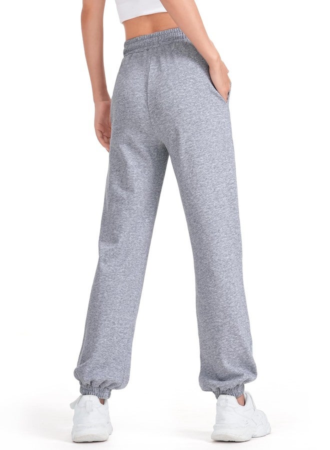 BOOPH Girls Sweatpants Kids Cotton Drawstring Joggers Athletic Pants with Pockets for Teen Girls, Gray, 13-14 Years - Image 4