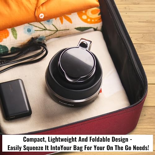 InstaCuppa Foldable Silicone Electric Kettle for Travel, Home & Office, 600 ML, 600 Watts, Fast Boiling, Food Grade Silicone, Collapsible, Portable, Dry Boil Protection, Black - Image 3