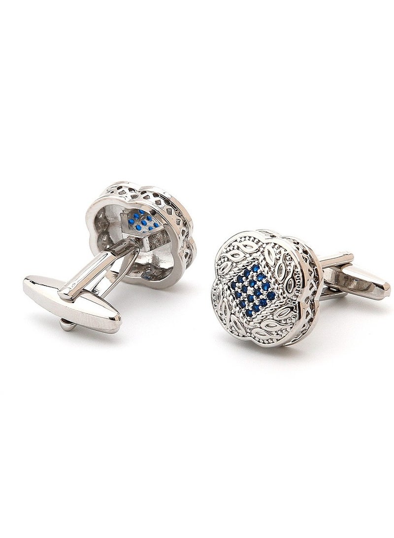 TOVELE5 High-Quality Luxury Silver Men's Cufflinks with Blue Zircon Square Inlay - Image 5