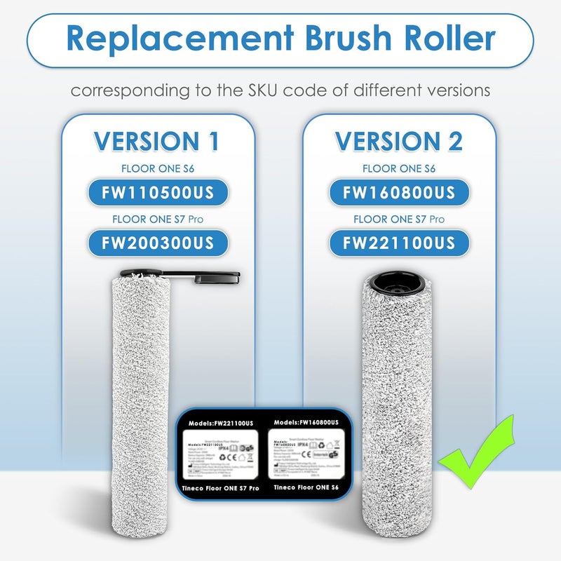 BRUVISH 【Version 2, Detachable Roller】(6 Pack) S7 Pro Brush Rollers and HEPA Filters Compatible With Tineco Floor One S7 Pro, Floor One S6 Wet Dry Vacuum Cleaner, 3 Roller and 3 Filters (Excluding Handle) - Image 2