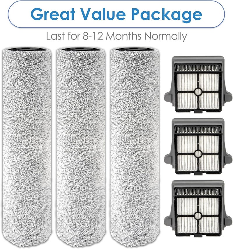 BRUVISH 【Version 2, Detachable Roller】(6 Pack) S7 Pro Brush Rollers and HEPA Filters Compatible With Tineco Floor One S7 Pro, Floor One S6 Wet Dry Vacuum Cleaner, 3 Roller and 3 Filters (Excluding Handle) - Image 5