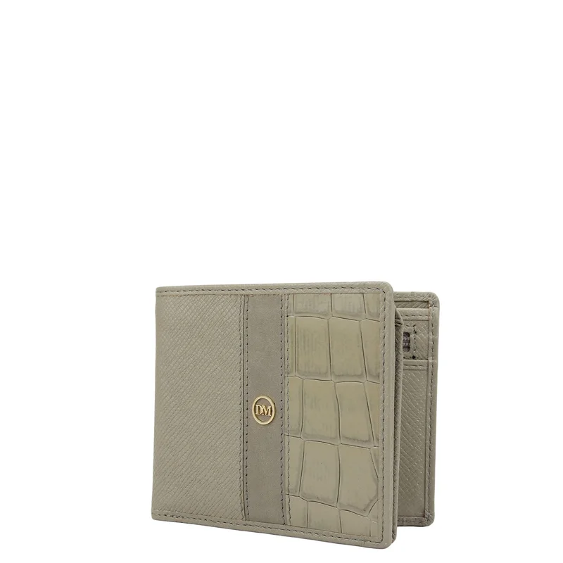 Da Milano Stone Grey Bifold Leather Mens Wallet
