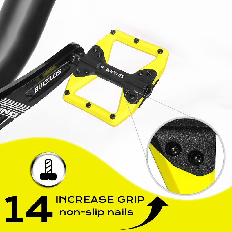 BUCKLOS Mountain Bike MTB Flat Wide Platform Pedals - Bicycle Large Nylon Road BikeNon-Slip Pedal for Ebike/Gravel/Hybrid/Folding Bike 9/16" - Image 3