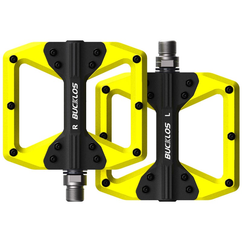 BUCKLOS Mountain Bike MTB Flat Wide Platform Pedals - Bicycle Large Nylon Road BikeNon-Slip Pedal for Ebike/Gravel/Hybrid/Folding Bike 9/16" - Image 1