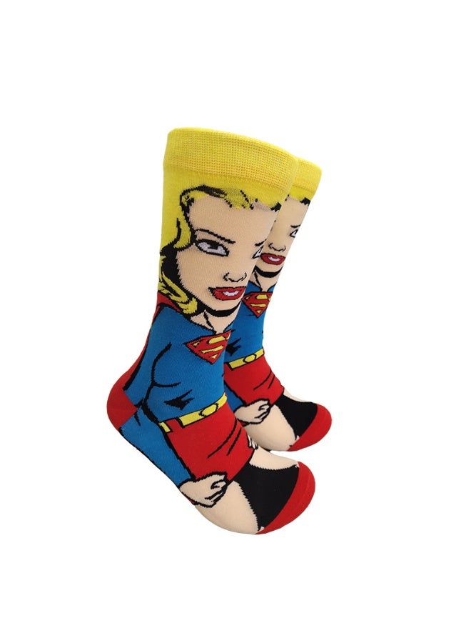 Multicolour Novelty Anime Crew Socks, Street Fashion Trendy Cotton Blend Socks, Casual Fashion Socks for Men & Women(5P)). - Image 1