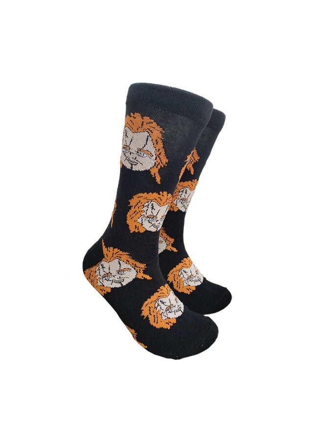 Multicolour Novelty Anime Crew Socks, Street Fashion Trendy Cotton Blend Socks, Casual Fashion Socks for Men & Women(5P)). - Image 3